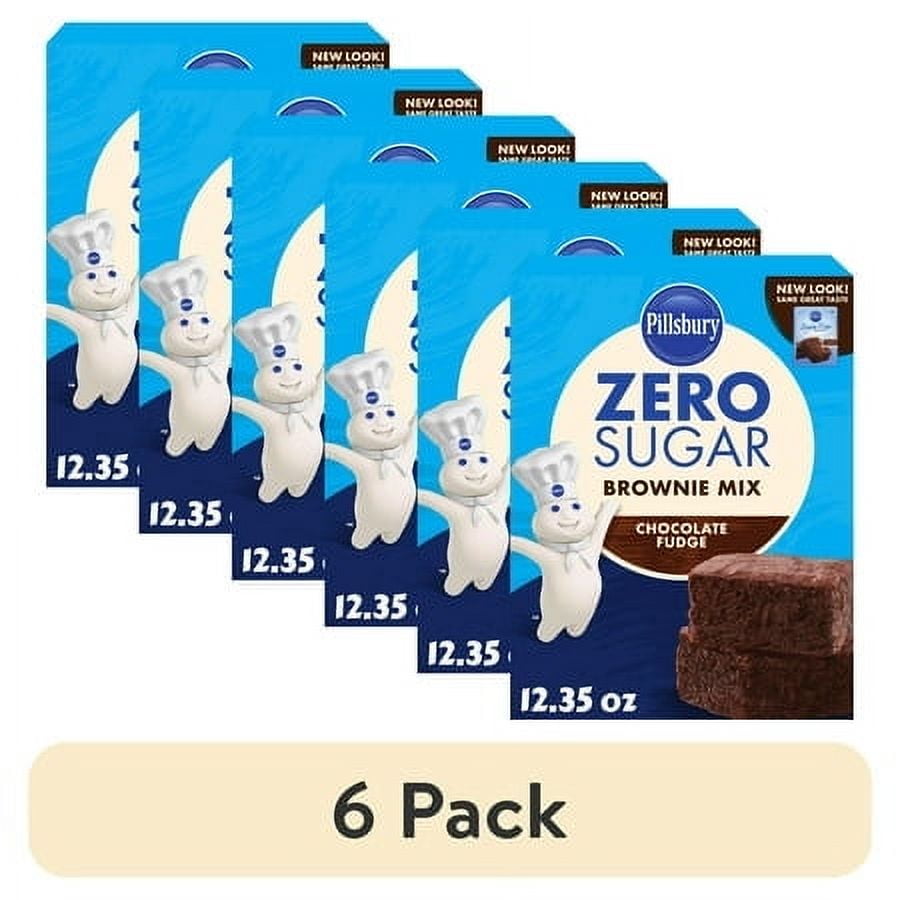 (6 pack) Pillsbury Zero Sugar Chocolate Fudge Flavored Brownie Mix, 12.35 oz Box
