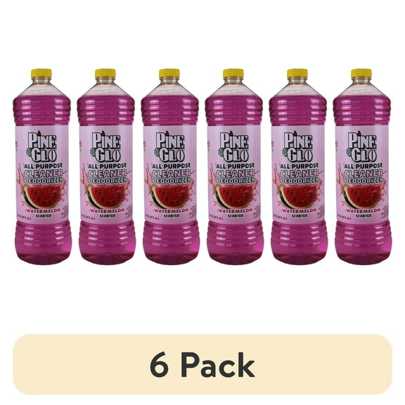 (6 pack) Pine Glo All Purpose Multi-Surface Cleaner Deodorizer, Pourable, Watermelon Scent, 40 fl oz
