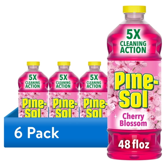 (6 pack) Pine-Sol Multi-Surface Cleaner, Cherry Blossom, 48 Fluid Ounces