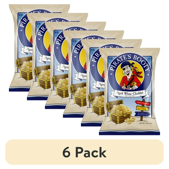(6 pack) Pirate's Booty Aged White Cheddar Puffs, Gluten-Free, 4 oz Bag