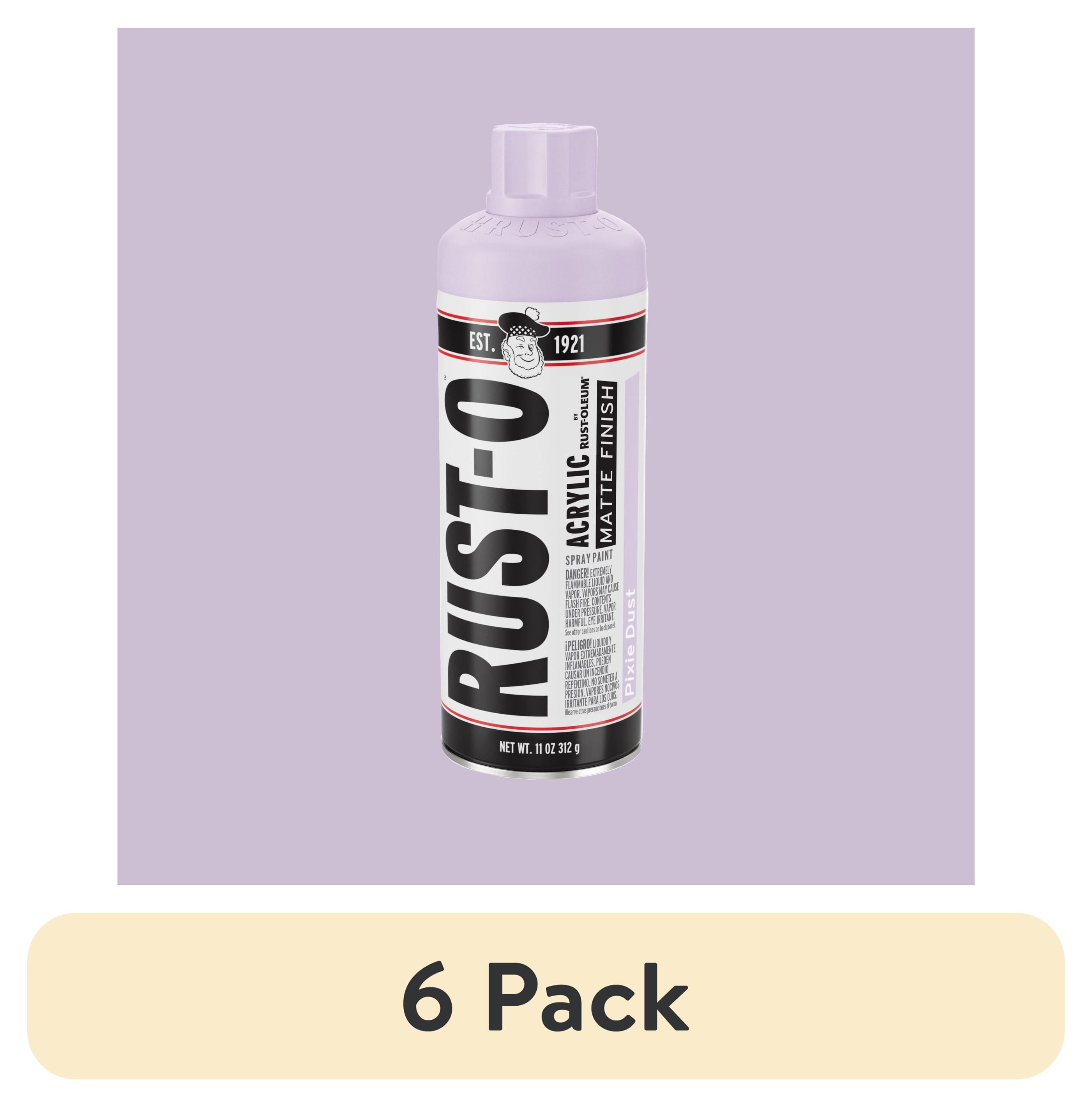 (6 pack) Pixie Dust, Rust-Oleum Rust-O Acrylic Matte Spray Paint-392221, 11 oz
