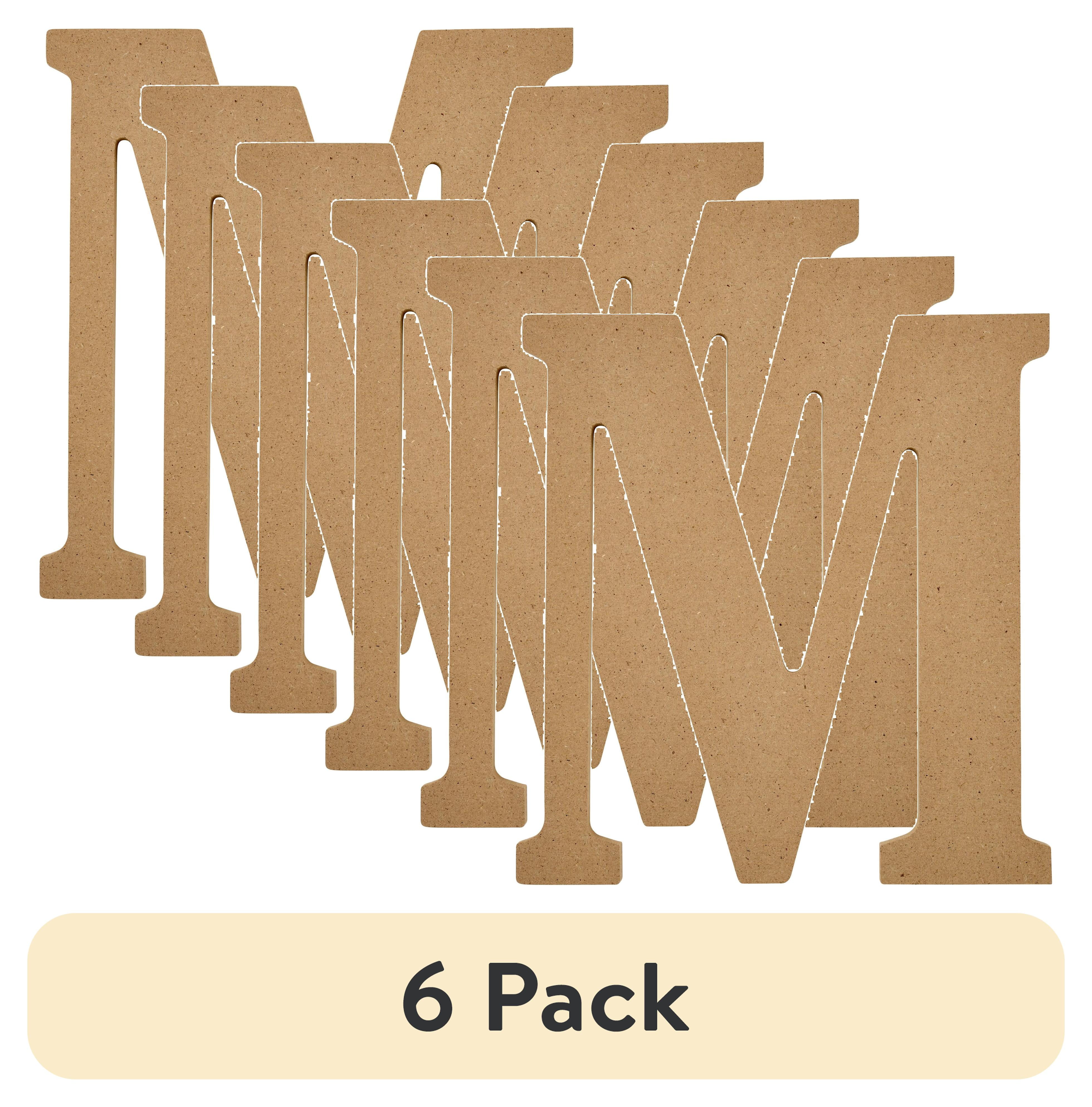 (6 pack) Plaid Unfinished Wood MDF 8" Letter for DIY Arts and Crafts, M