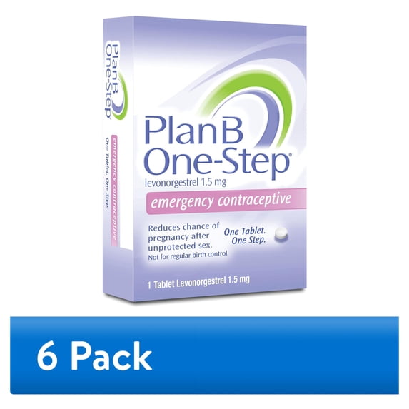 (6 pack) Plan B One-Step Emergency Contraceptive 1 Tablet, 1.5 mg