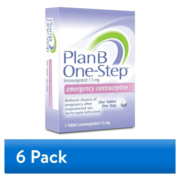 (6 pack) Plan B One-Step Emergency Contraceptive 1 Tablet, 1.5 mg