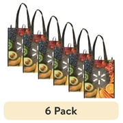 (6 pack) Walmart Reusable Shopping Bag, Foldable Grocery Tote Bag, Black
