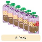 6 pack Plum Organics  Tots Mighty Builder Fruit & Veggie Blend Banana, White Bean, Strawberry + Chia 4oz Pouch