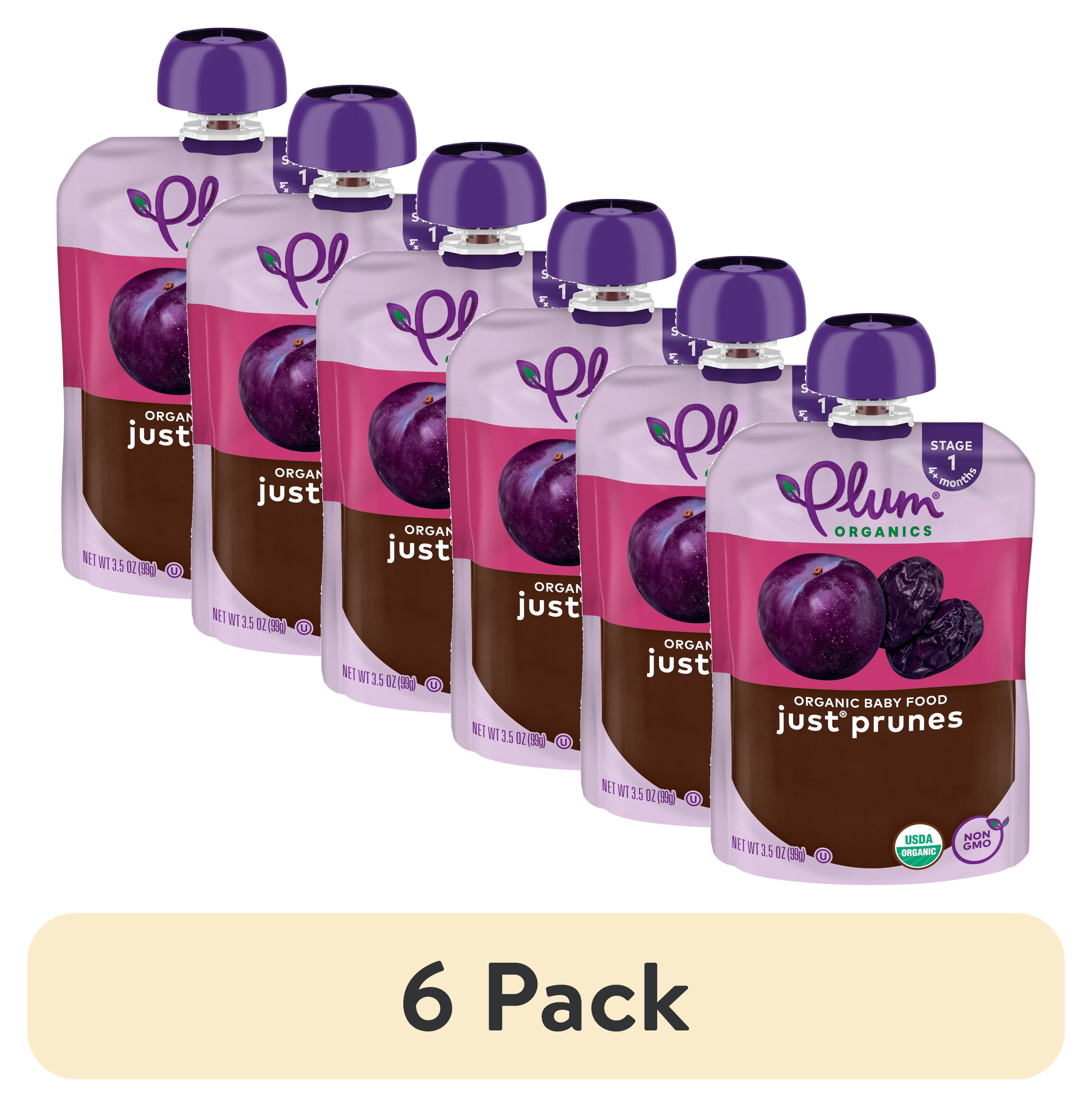 (6 pack) Plum Organics® Stage 1 Organic Baby Food Just® Prunes 3.5oz Pouch