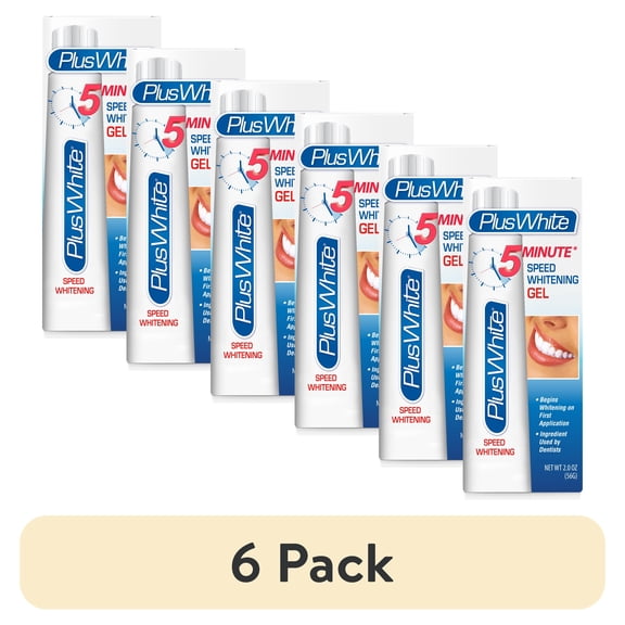 (6 pack) Plus White Speed Whitening Gel - 5 Minute Results - Professional at Home Teeth Whitening w/Dentist Approved Ingredient & Tooth Stain Remover (2 oz)