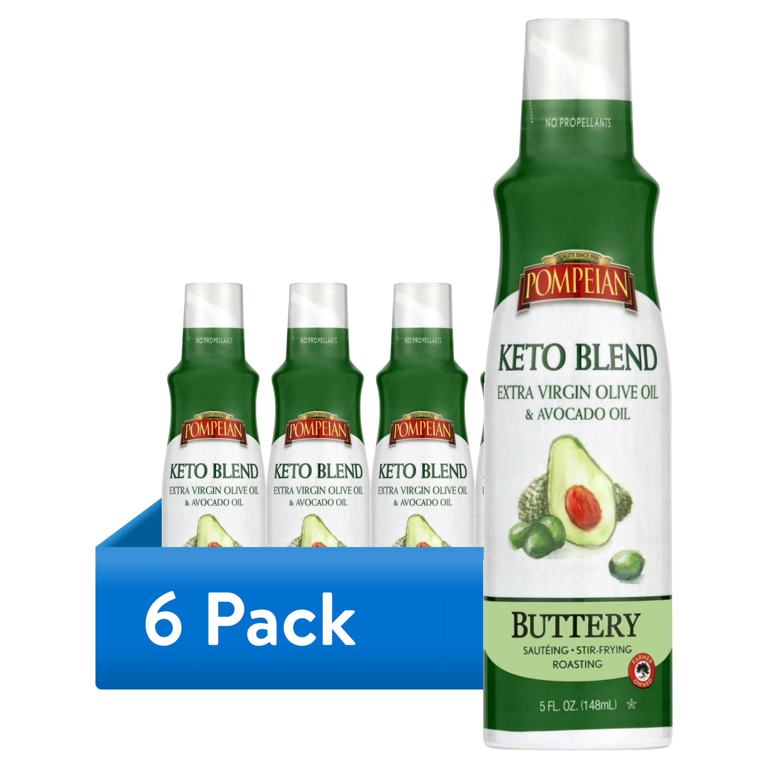 (6 pack) Pompeian Keto Blend Extra Virgin Olive Oil & Avocado Oil Cooking Spray - 5 fl oz, 1 Count