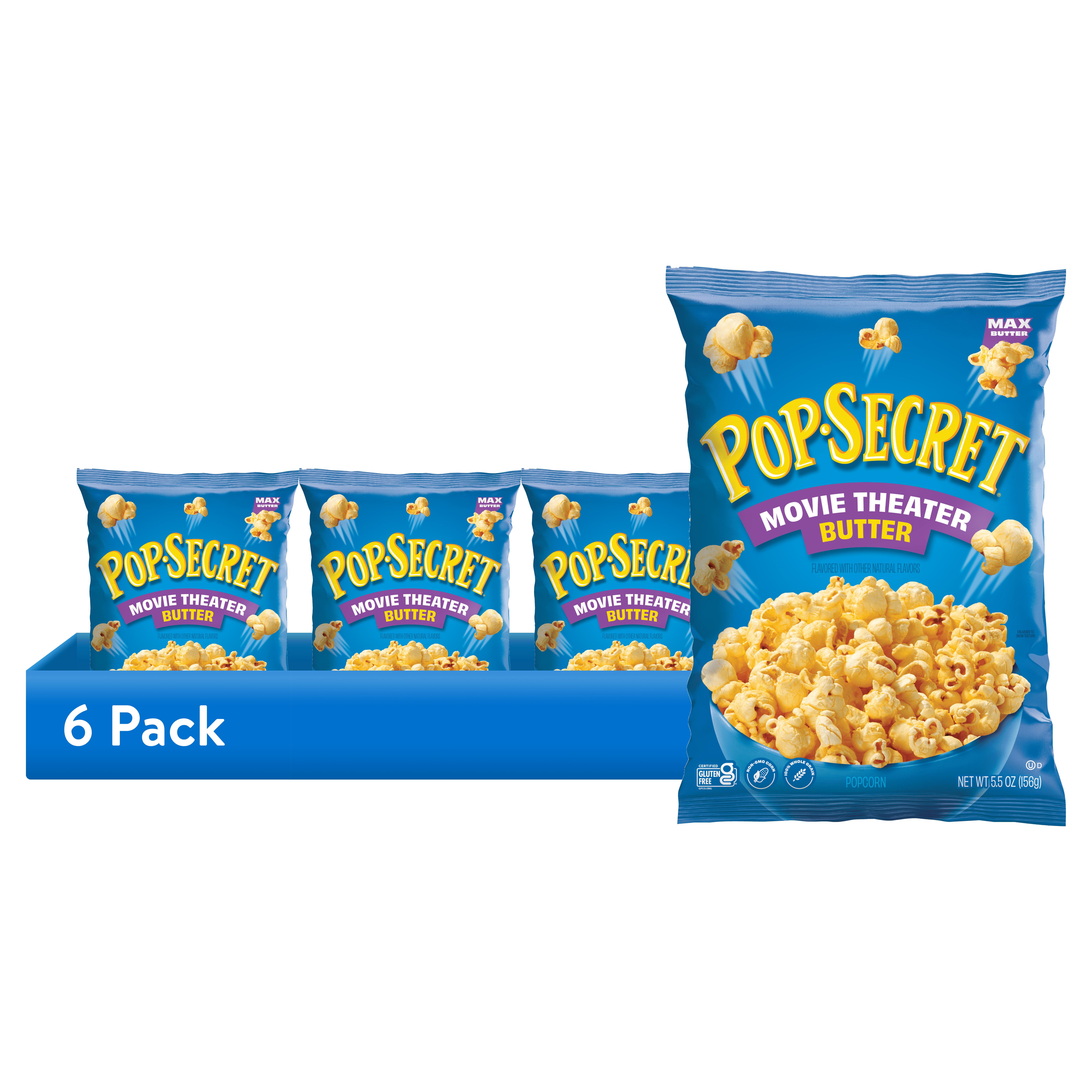 (6 pack) Pop Secret Movie Theater Butter Bagged Popcorn 5.5oz, Gluten-Free, Non-GMO