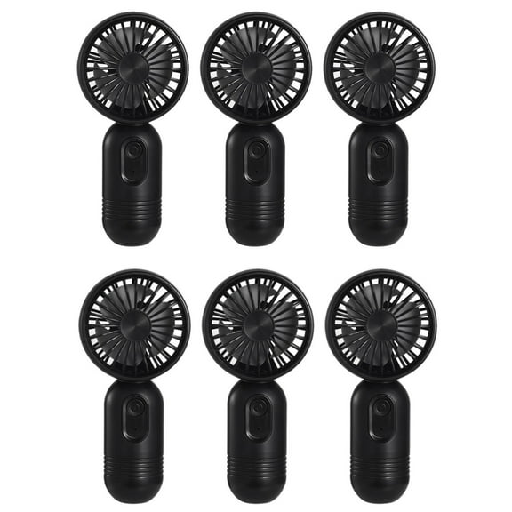 6-pack Portable Mini Fan,Handheld Personal Small Fan with 3-speed for Travel, USB Rechargeable Battery Operated Eyelash Fan, Black