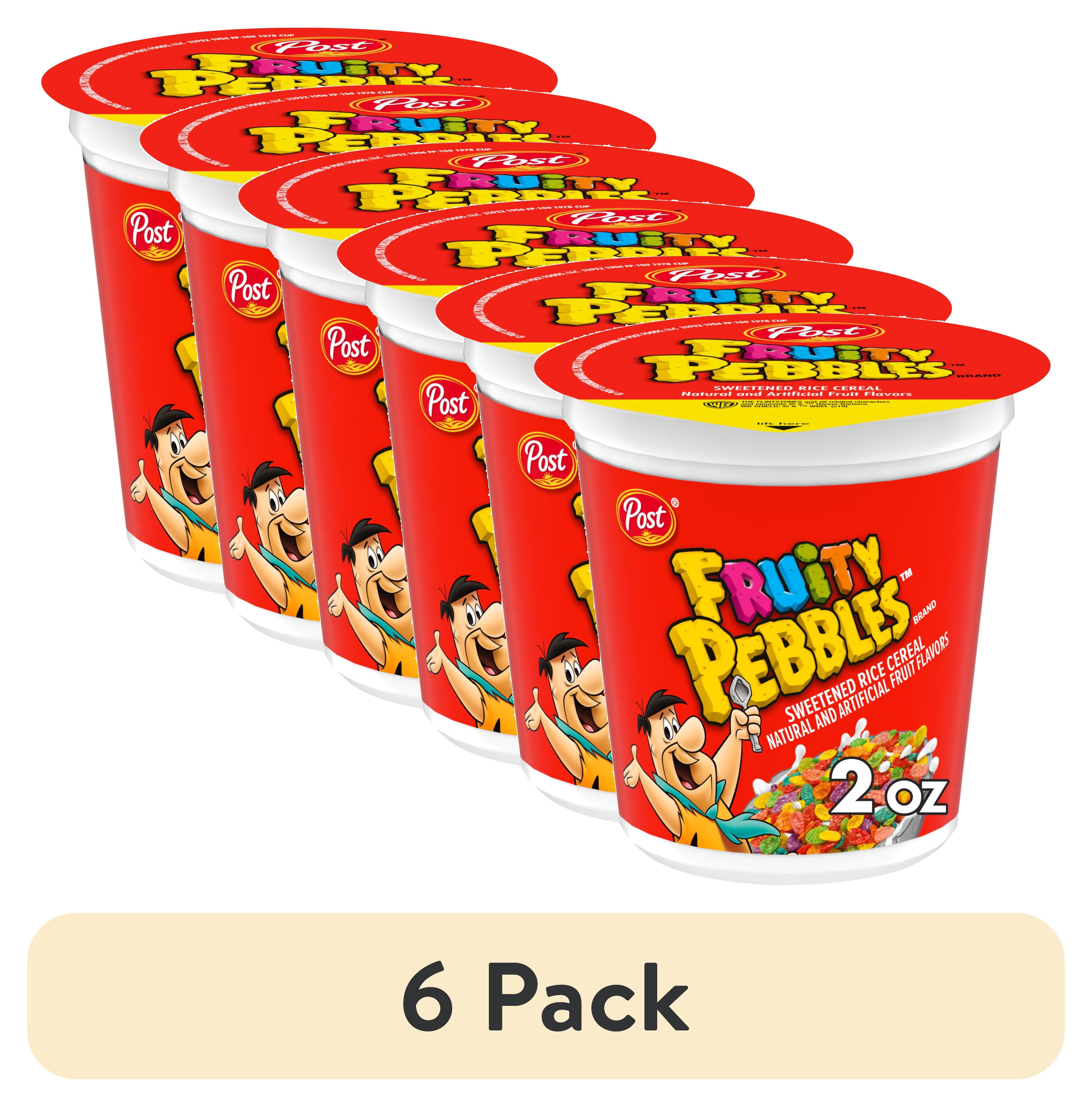 (6 pack) Fruity PEBBLES Gluten Free Breakfast Cereal for Kids, 2 oz Cup