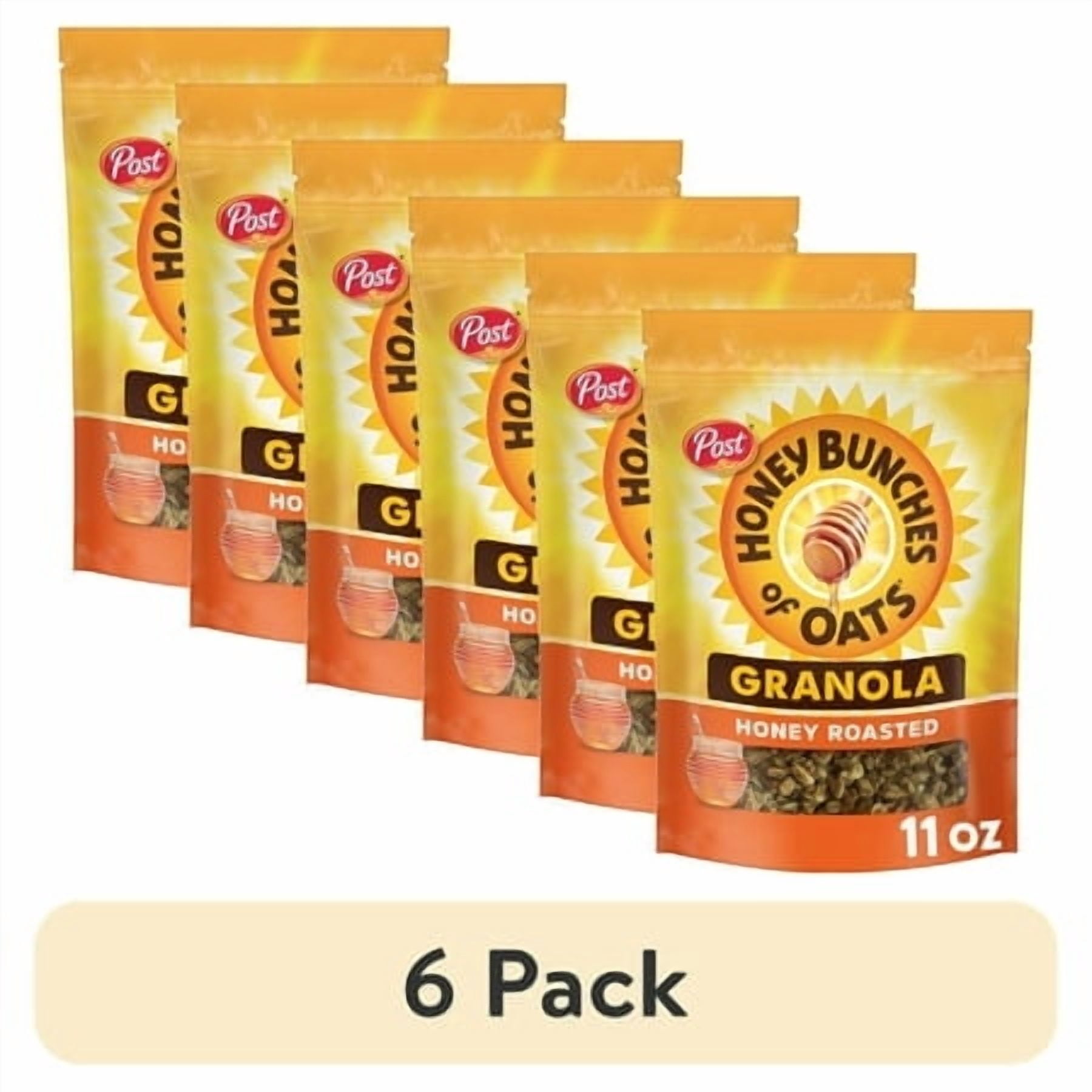(6 pack) Honey Bunches of Oats Honey Roasted Granola Cereal, 11 oz Bag
