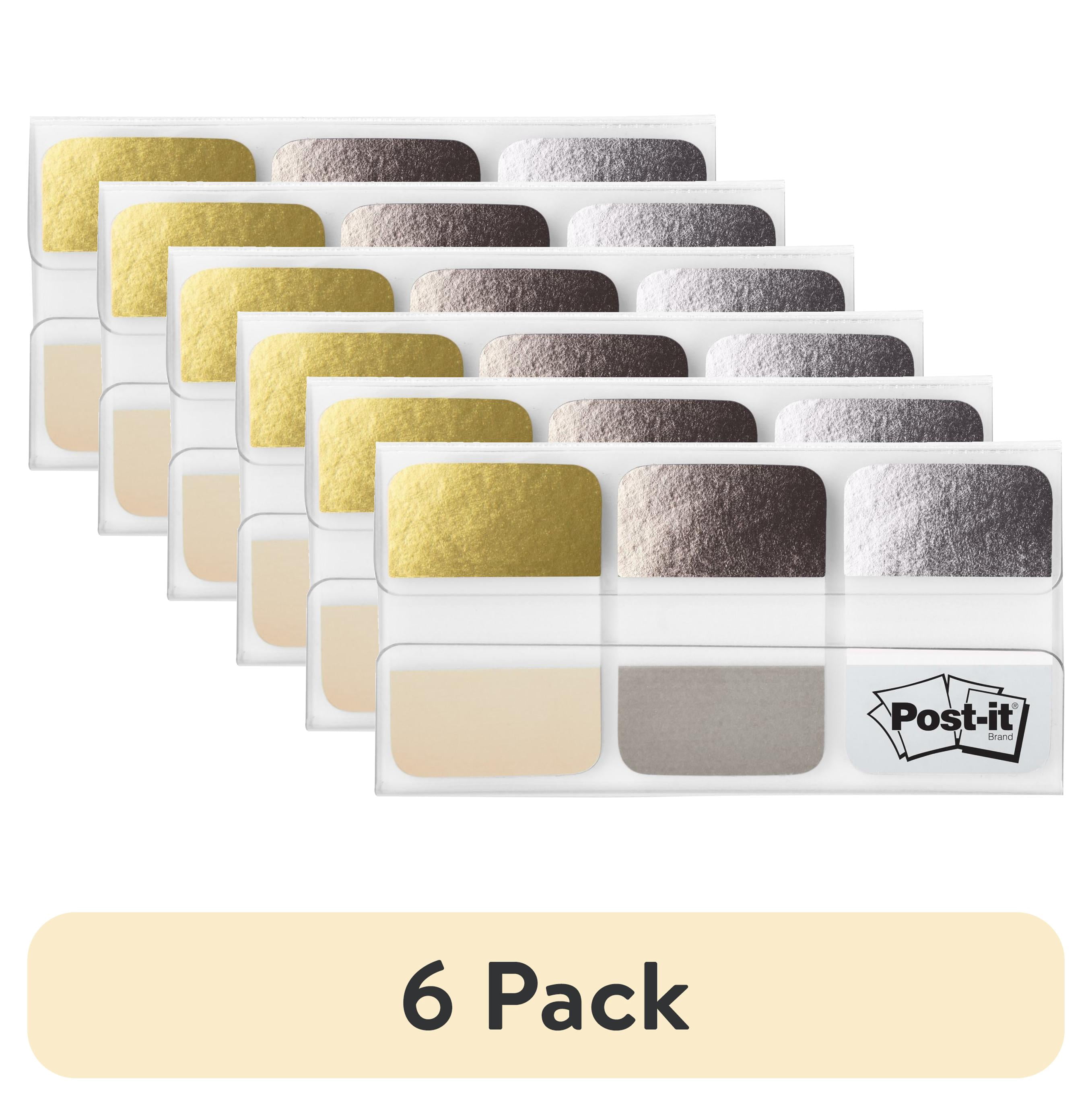(6 pack) Post-It Foil Tabs, Metallic Colors, 1" x 1.5", 36 Tabs/Pack