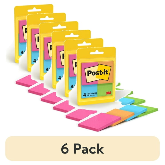 (6 pack) Post-it Notes, 1 3/8 in x 1 7/8 in, Poptimistic, 4 Pads