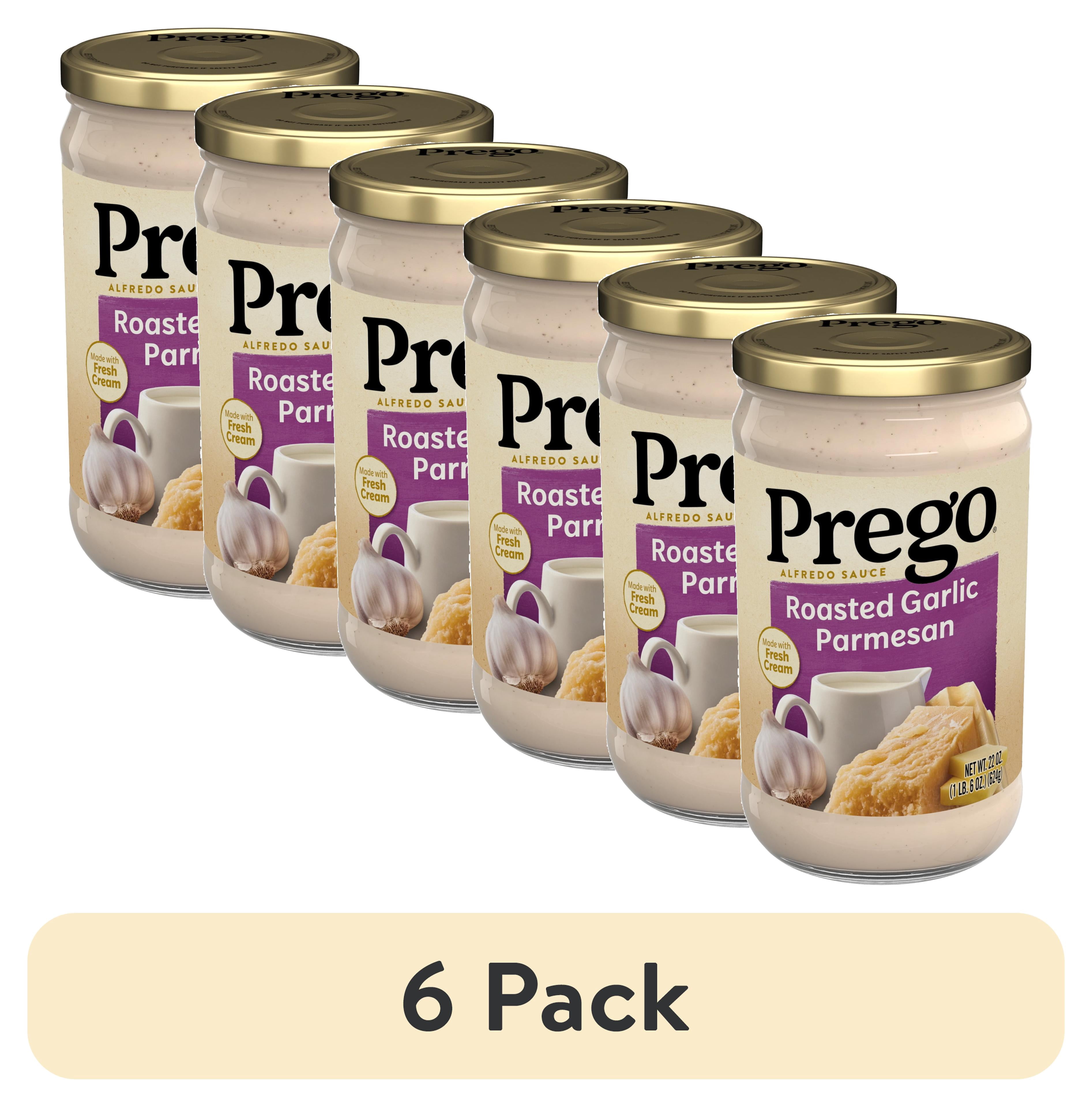 (6 pack) Prego Alfredo Sauce with Roasted Garlic and Parmesan Cheese, 22 oz Jar