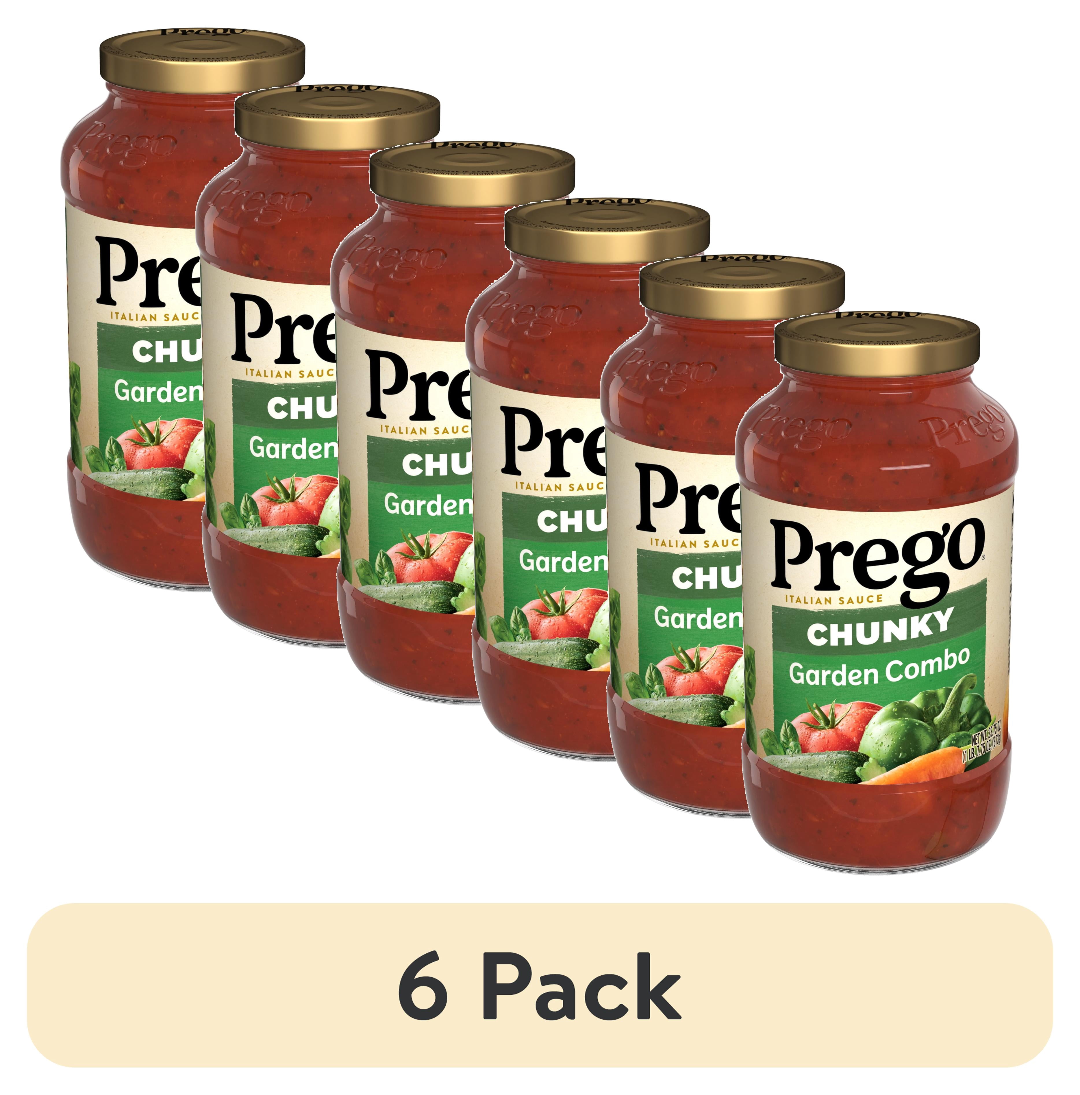 (6 pack) Prego Chunky Garden Combo Spaghetti Sauce, 23.75 oz Jar