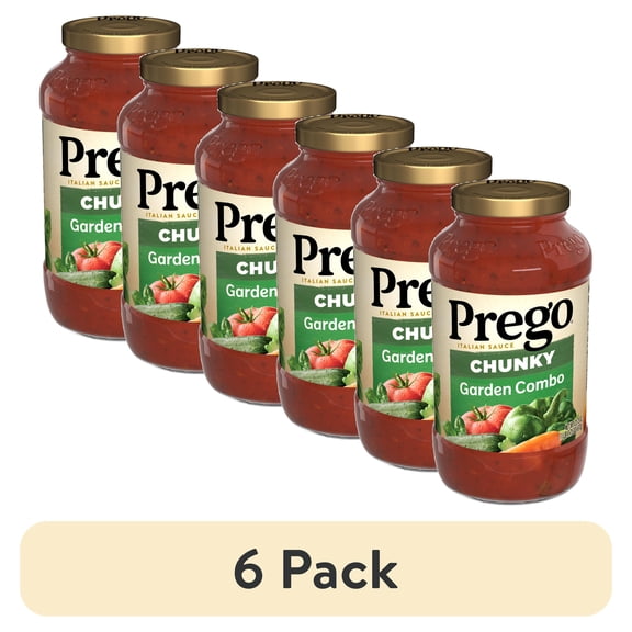 (6 pack) Prego Chunky Garden Combo Spaghetti Sauce, 23.75 oz Jar