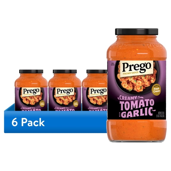 (6 pack) Prego Creamy Tomato Pasta Sauce with Garlic, 24 oz Jar