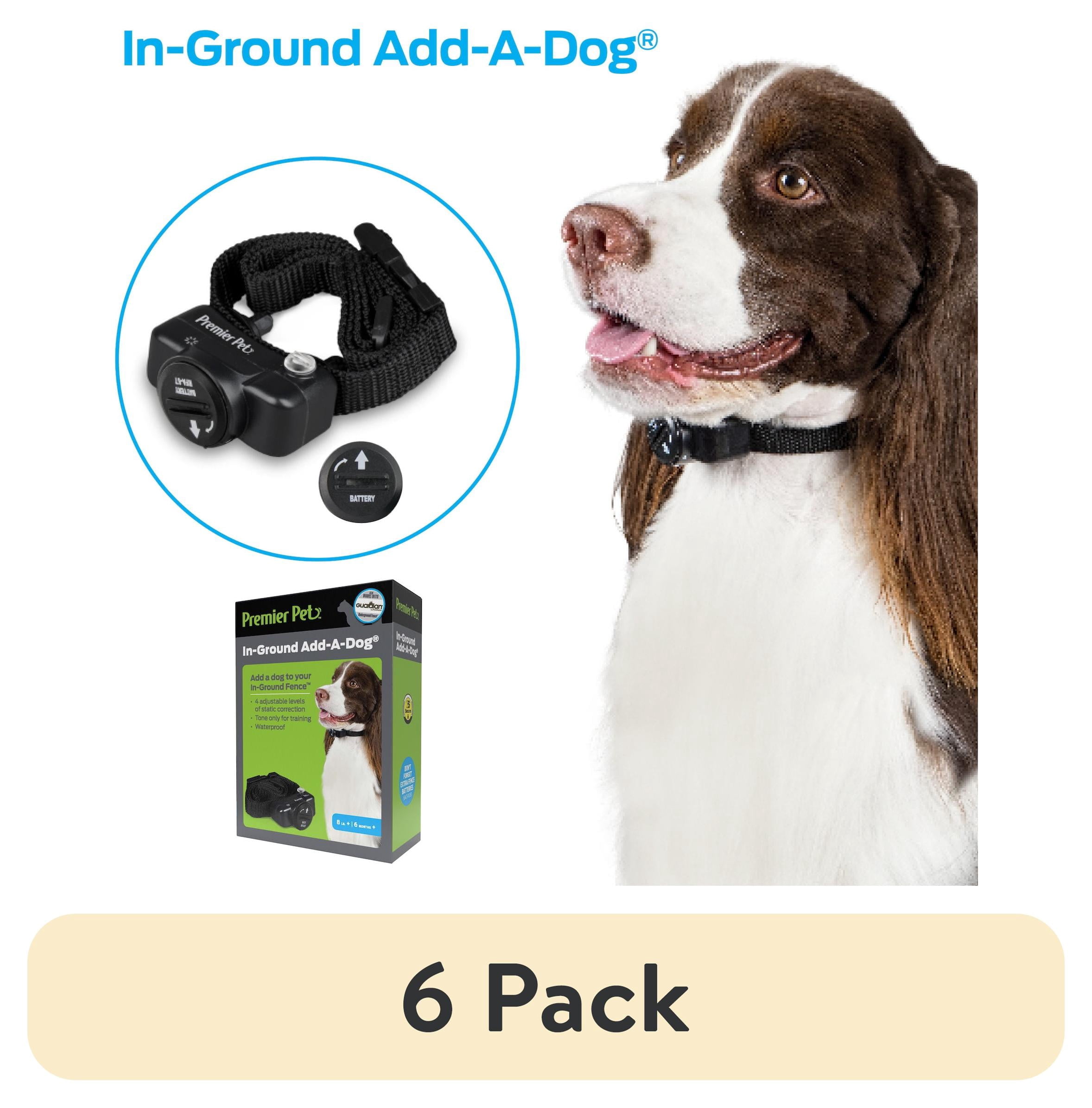 (6 pack) Premier Pet In-Ground Add-A-Dog Replacement Collar for In-Ground Fence, Adjustable, Black