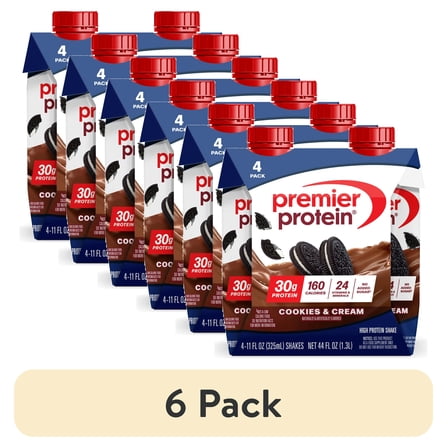 (6 pack) Premier Protein Shake, Cookies & Cream, 30g Protein, 4 Ct