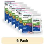 6 pack PreserVision AREDS 2 Eye Vitamins and Mineral with Lutein and Zeaxanthin, Mixed Berry Chewables, 70 Count