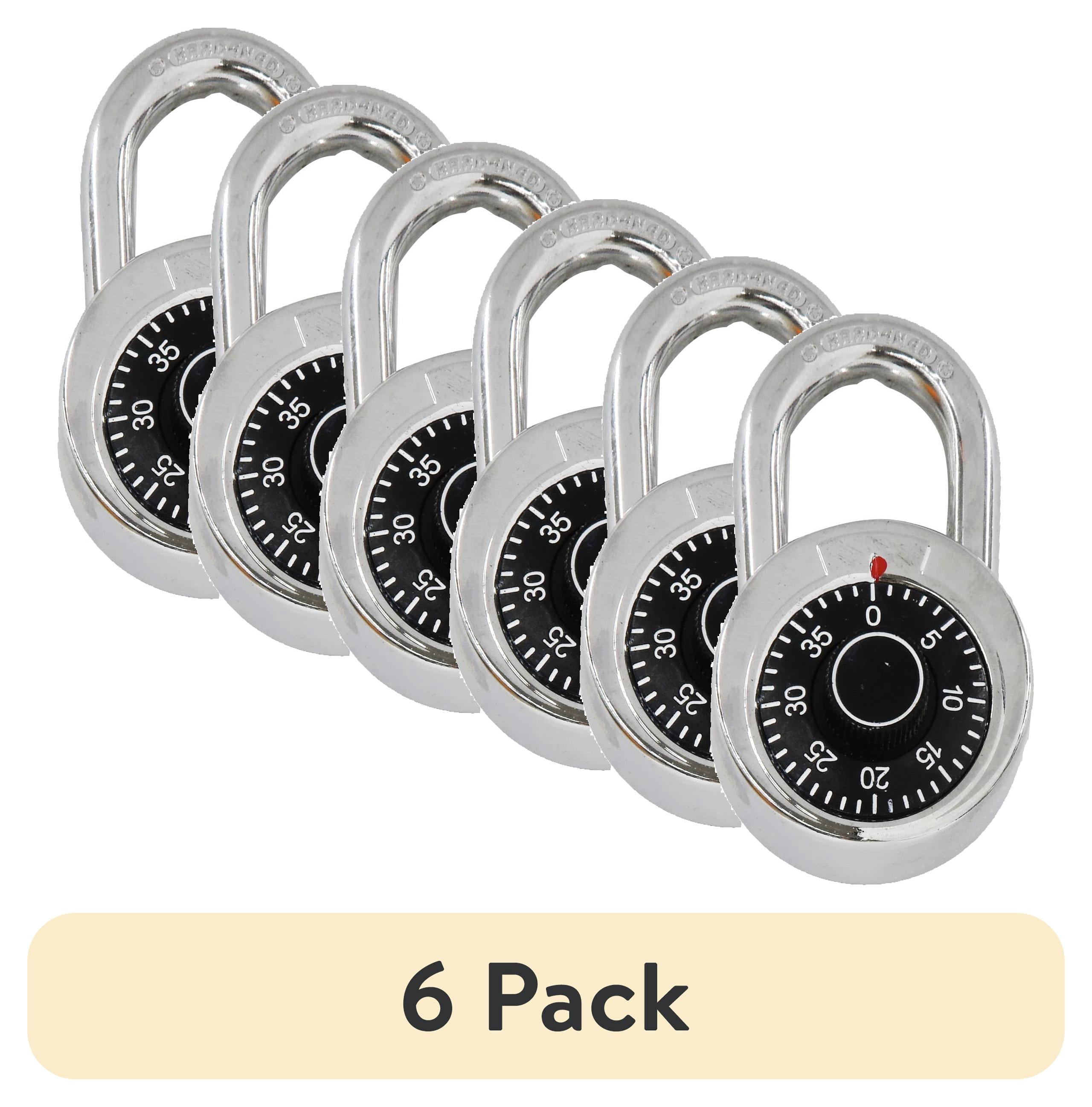 (6 pack) Preset Combination Dial Steel Padlock, 2 in. Black Dial Generic