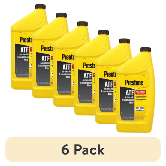 (6 pack) Prestone ATF + Stop Leak Automatic Transmission Fluid, 32 oz (1 Quart)