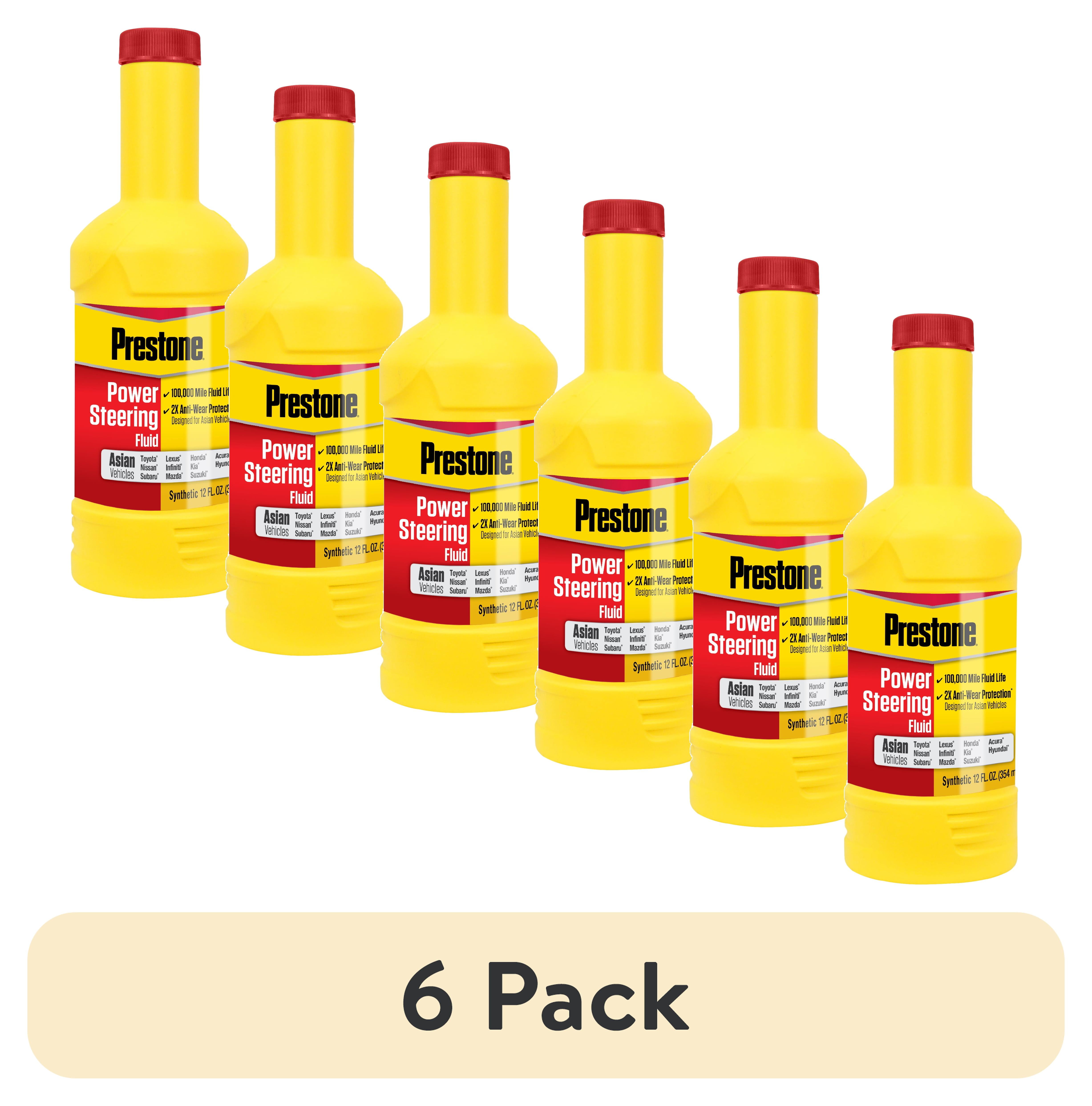 (6 pack) Prestone Asian Vehicles Full Synthetic Power Steering Fluid for Cars and Trucks - 12 oz - 100,000 Miles