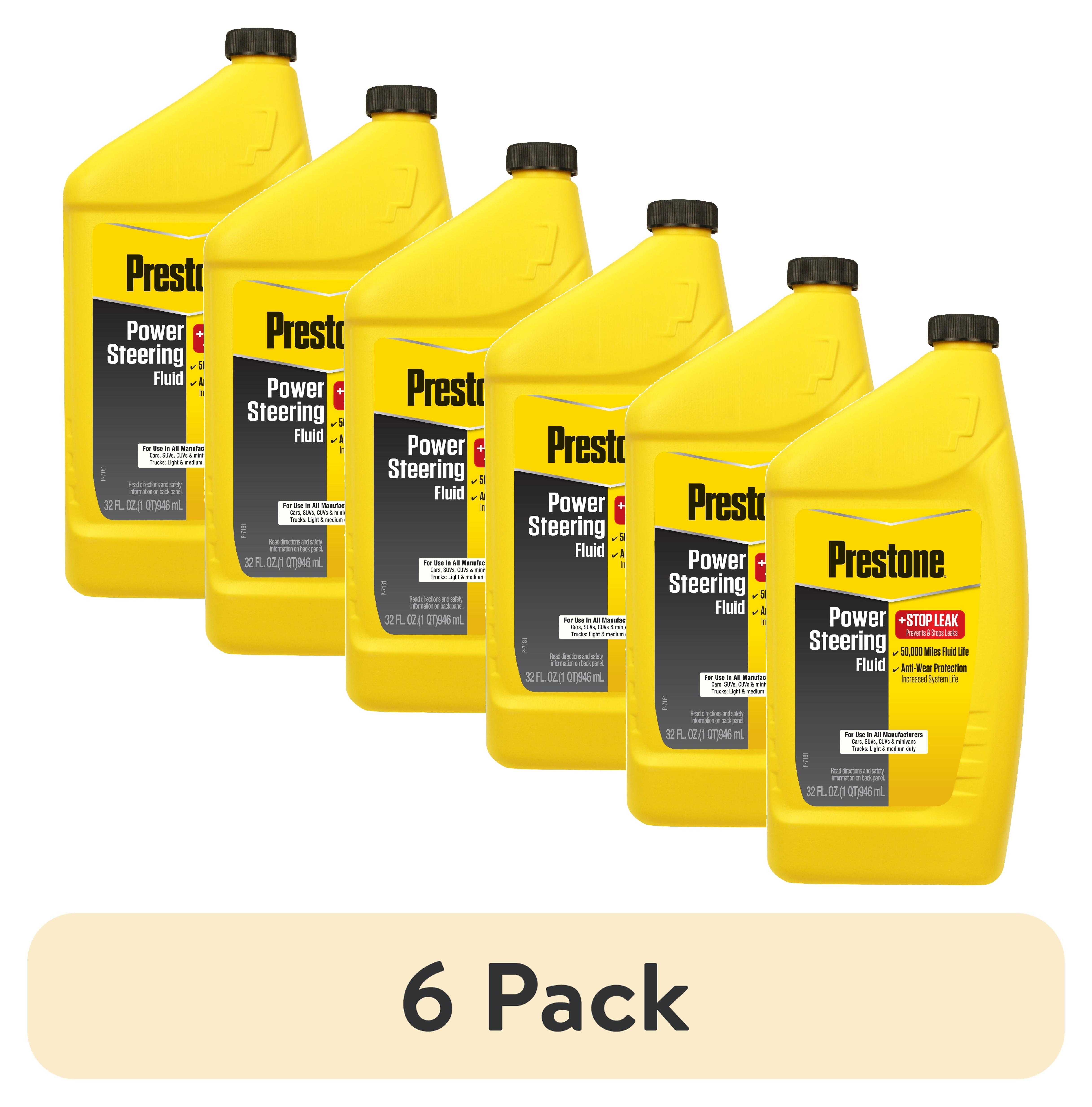 (6 pack) Prestone Power Steering Fluid Plus Stop Leak, 32 oz (1 Quarts)