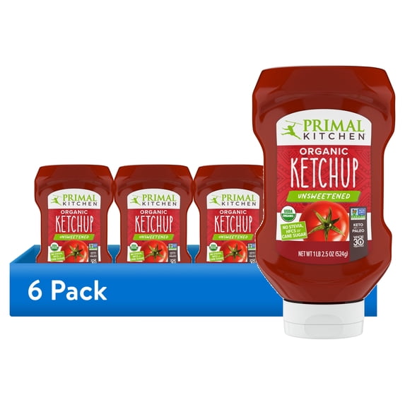 (6 pack) Primal Kitchen Organic Unsweetened Squeeze Ketchup 1 lb 2.5 oz