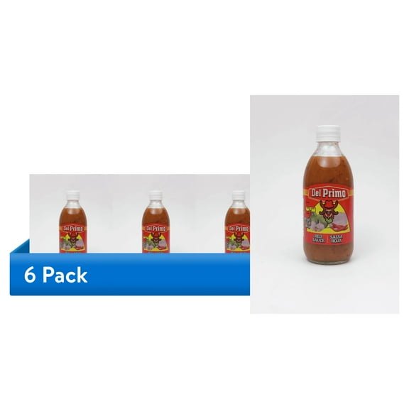 (6 pack) Primos Del Primo Habanera Red Sauce Bottle Vegan and Gluten free, 12.88 oz