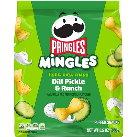(6 pack) Pringles Mingles Dill Pickle and Ranch Puffed Snacks, Salty Snacks, 5.5 oz