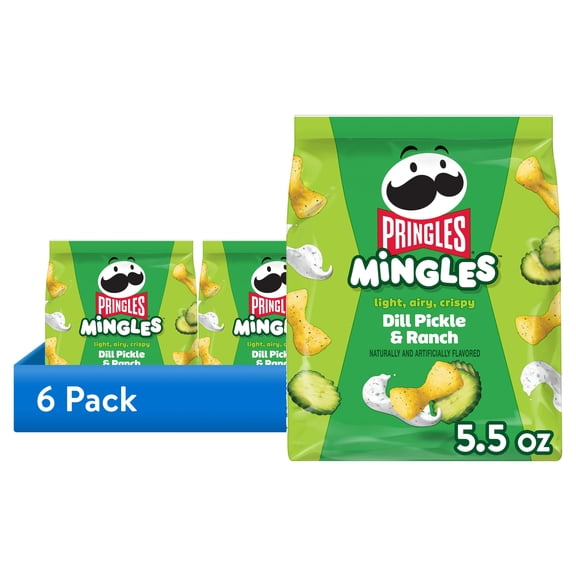 (6 pack) Pringles Mingles Dill Pickle and Ranch Puffed Snacks, Salty Snacks, 6 Count