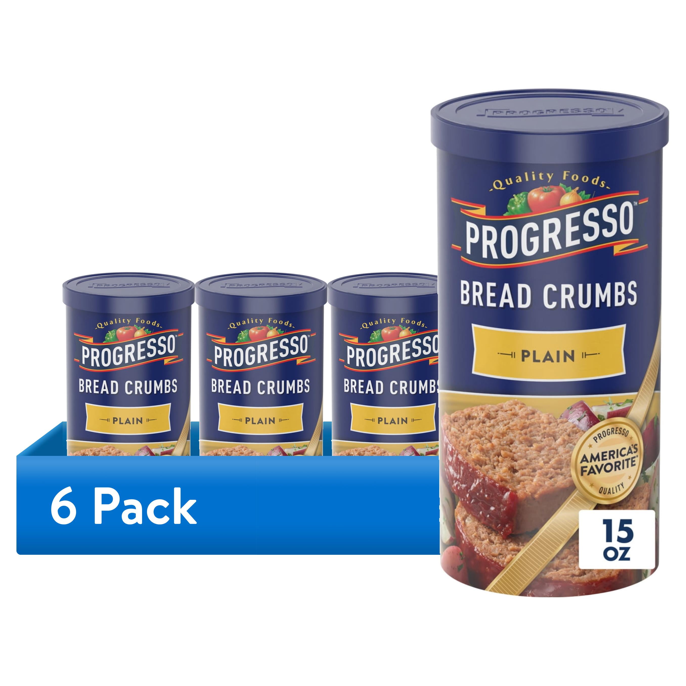 (6 pack) Progresso, Bread Crumbs, Plain, Cooking Ingredient, Canister, 15 oz