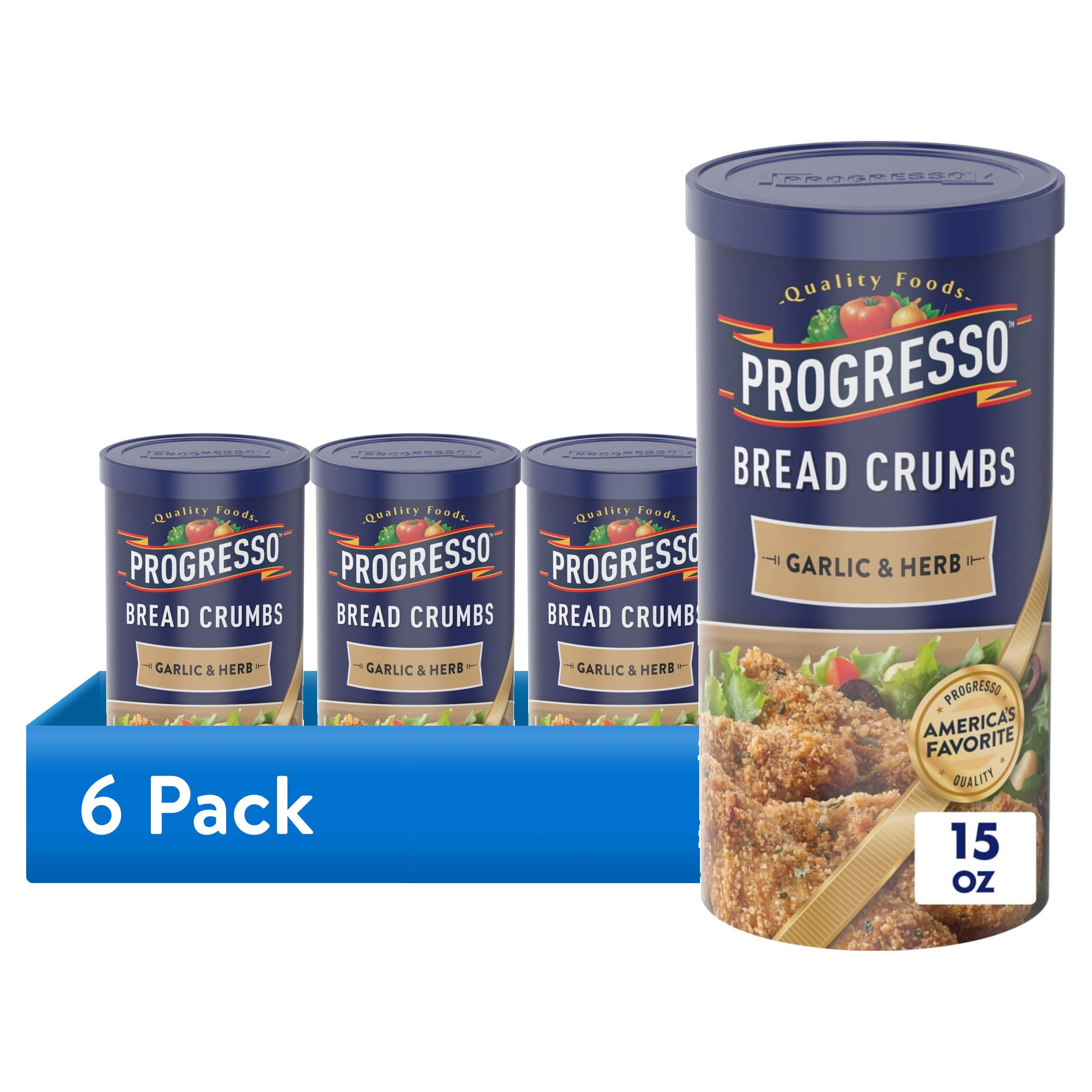 (6 pack) Progresso Bread Crumbs, Garlic and Herb, Cooking Ingredient, 15 oz