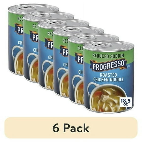 (12 pack) Progresso Reduced Sodium Canned Soup, Roasted Chicken Noodle Soup, 18.5 oz