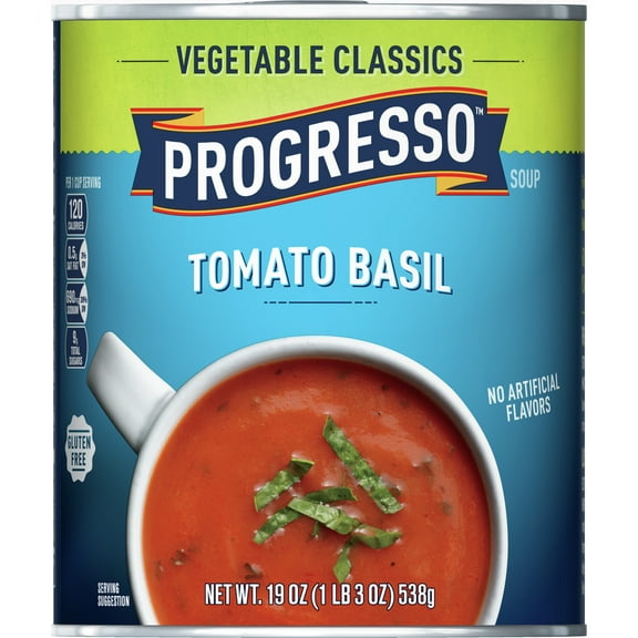 (6 pack) Progresso Tomato Basil Soup, Vegetable Classics Canned Soup, Gluten Free, 19 oz