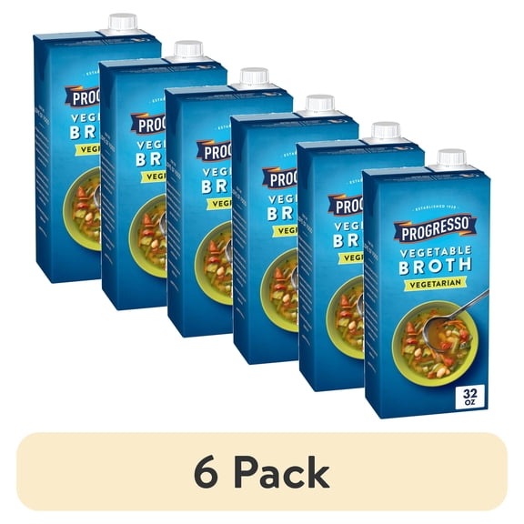 (6 pack) Progresso Vegetable Broth, Vegetarian, Gluten Free, 32 oz