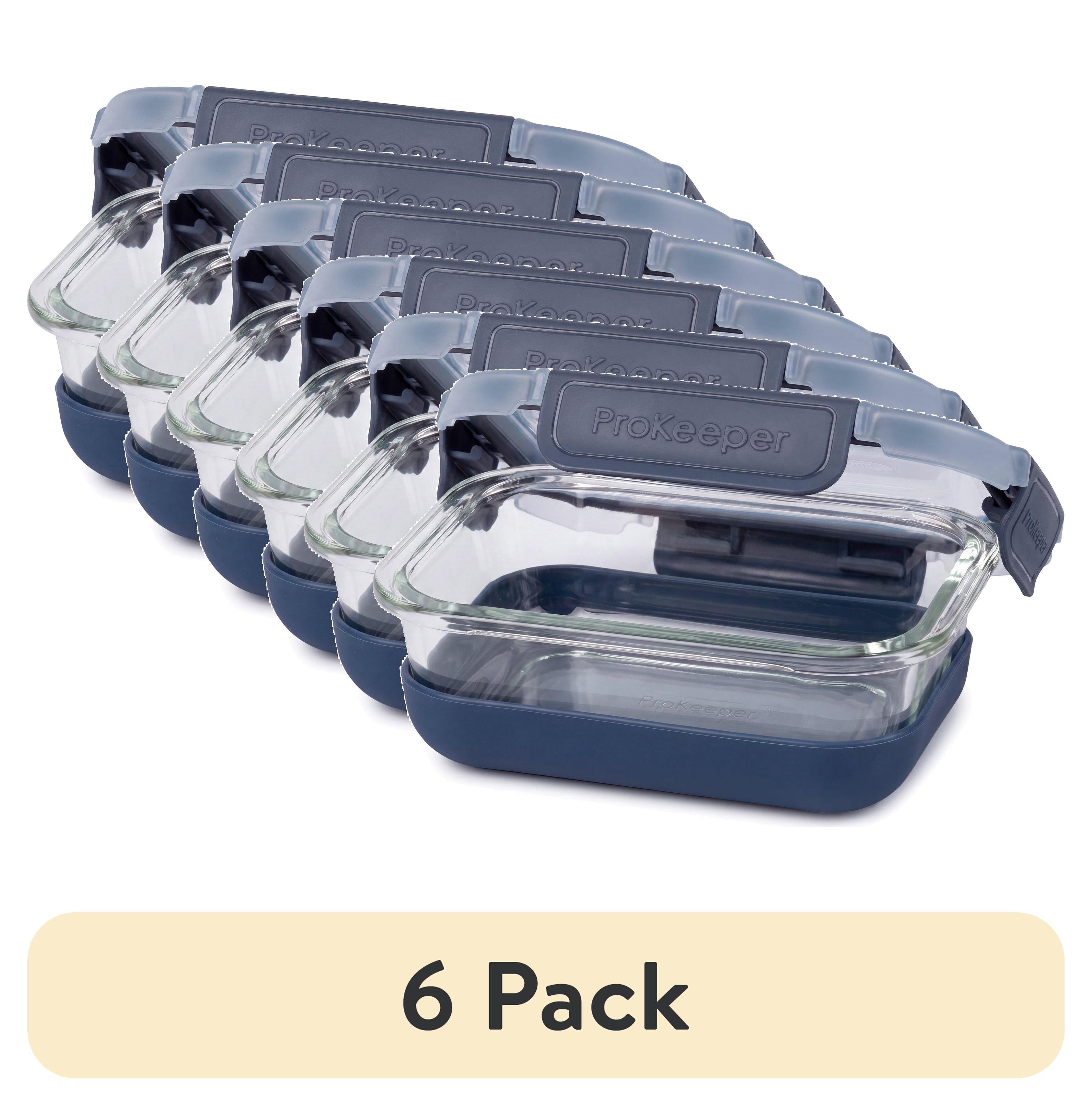 (6 pack) Prokeeper+ 1.6 Cup Glass Food Storage Container with Silicone Base, Designed to Help with Pantry Storage and Everyday Organization