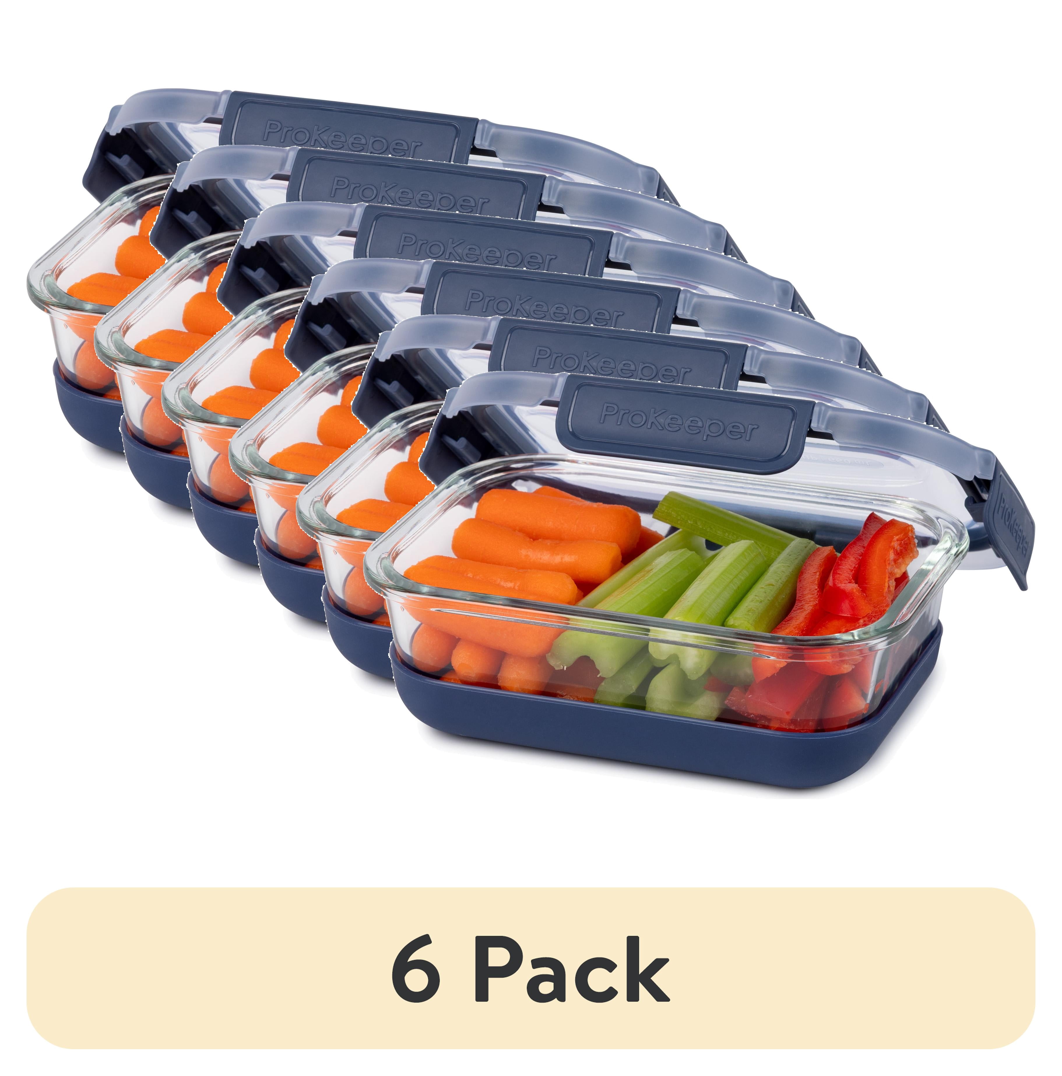 (6 pack) Prokeeper+ 2.8 Cup Glass Food Storage Container with Silicone Base, Well Suited to Refrigerator Organization