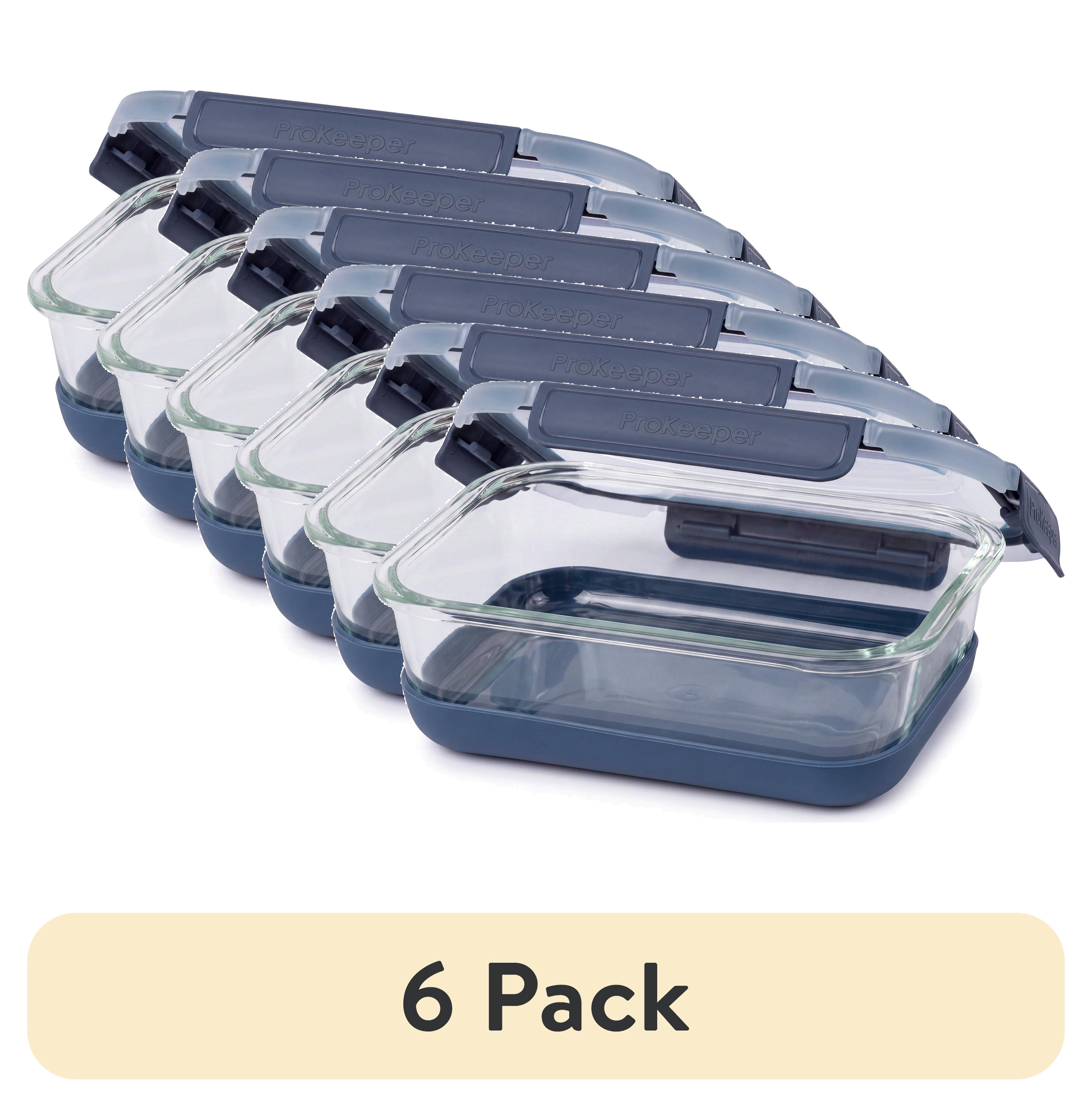 (6 pack) Prokeeper+ 4.5 Cup Glass Food Storeage Container with Silicone Base, Designed to Help with Pantry Storage and Everyday Organization