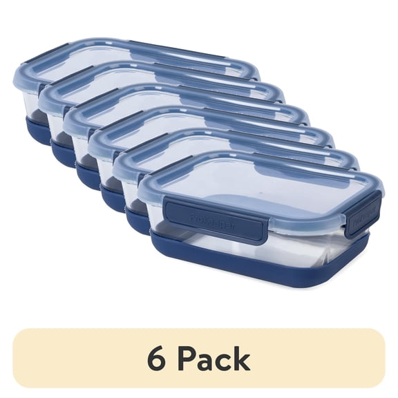 (6 pack) ProKeeper+ 6.1 Cup Glass Food Storage Container with Airtight Silicone Lid