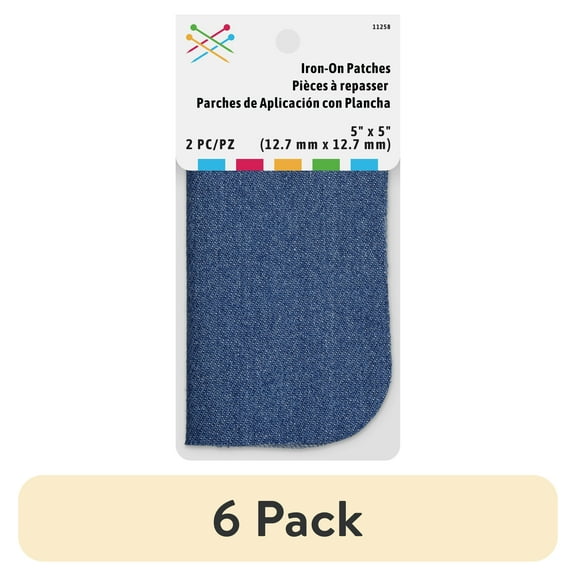 (6 pack) 5"x5" Denim Iron-On Repair Patches, 2 Count