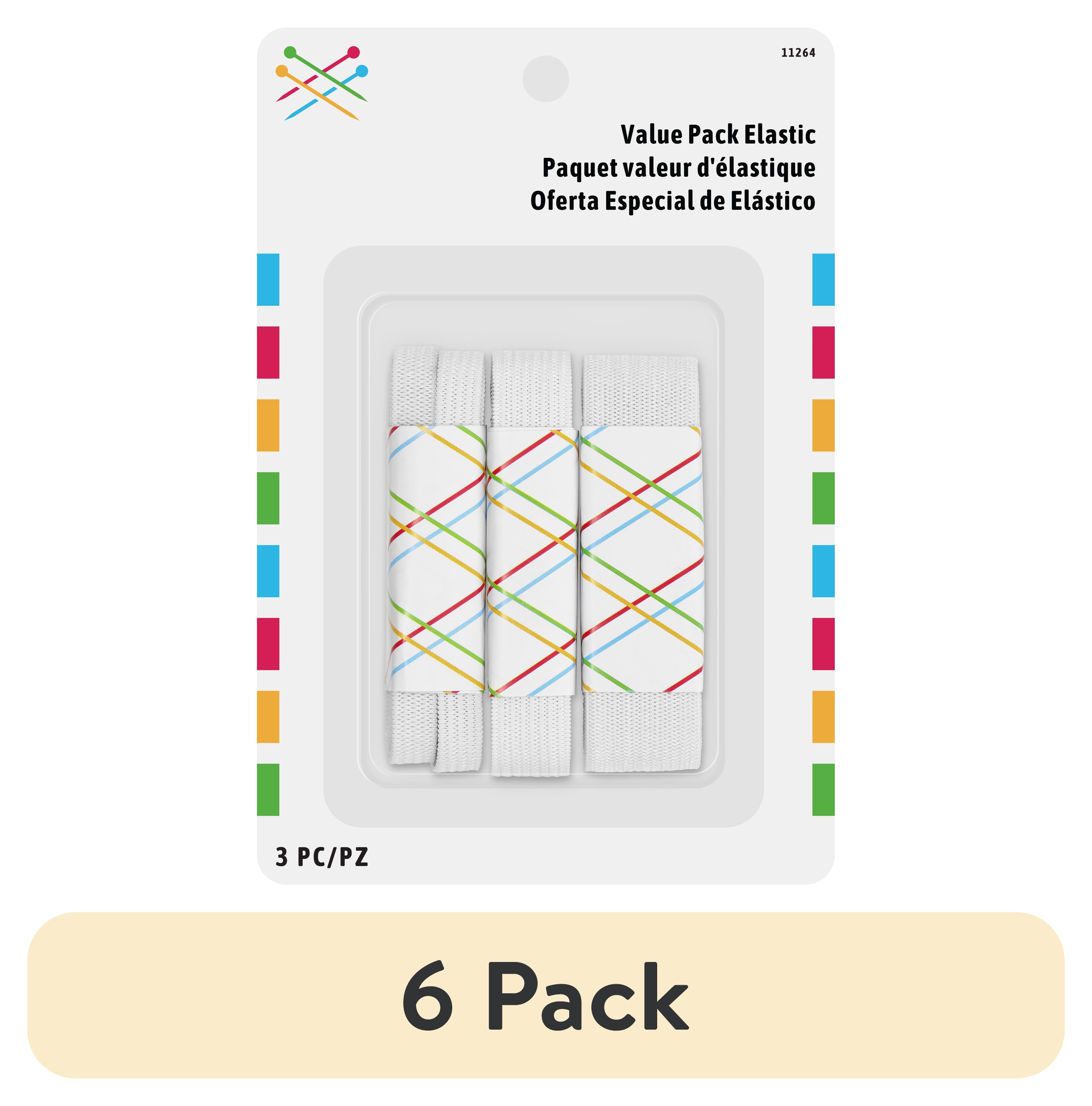 (6 pack) Elastic Value Pack, 3 Piece, White