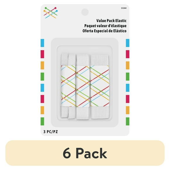 (6 pack) Elastic Value Pack, 3 Piece, White