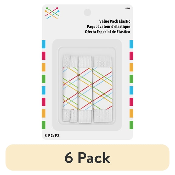 (6 pack) Elastic Value Pack, 3 Piece, White