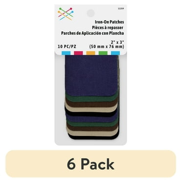 (6 pack) Iron-On Twill Fabric Patches for Repair, 10 Count
