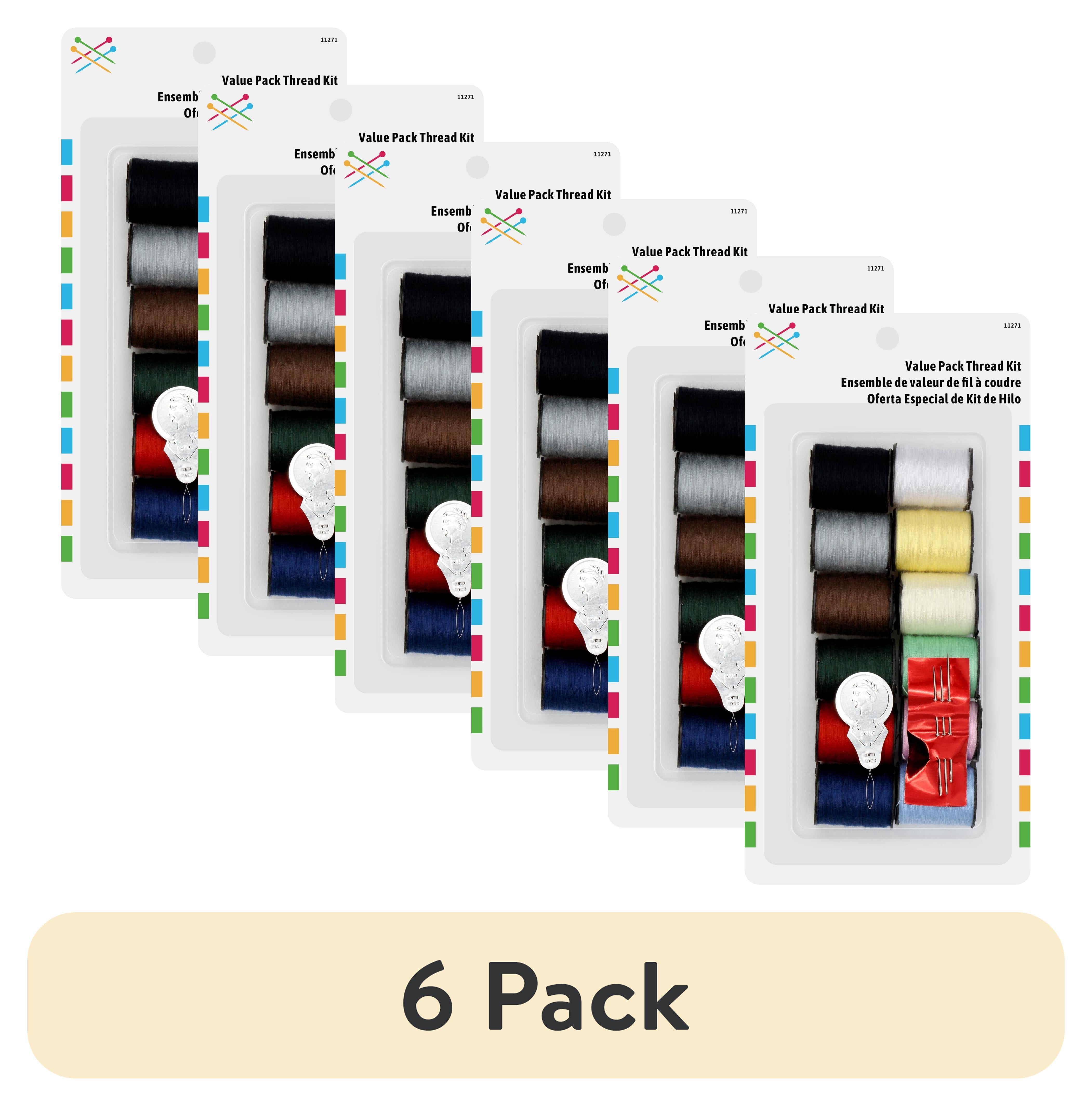 (6 pack) Thread Value Kit, 12 Count, assorted colors. Includes needles and needle threader