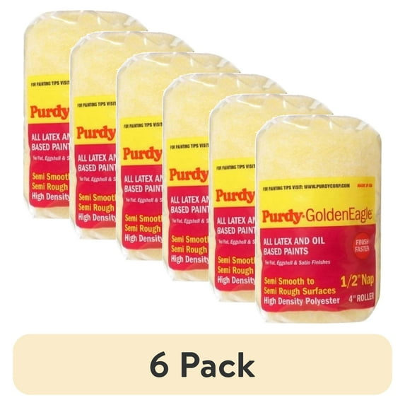 (6 pack) Purdy 140786604 4 W 0.5 in. Nap Polyester Golden Eagle Roller Cover for Semi - Rough Surfaces